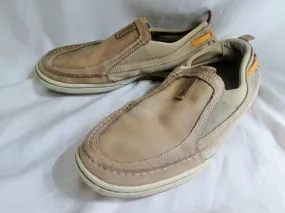 Mens Timberland 74560 Brown Leather Slip On Stitched Toe Loafer  Shoe 10 BEIGE TAUPE